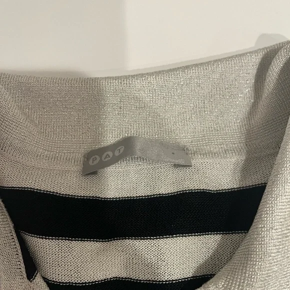 PAT Black and White Striped Polo Shirt SIZE S - Picture 6 of 6